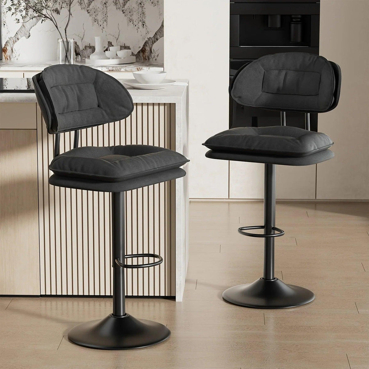 Bar Stools - Adjustable Modern Leather Set