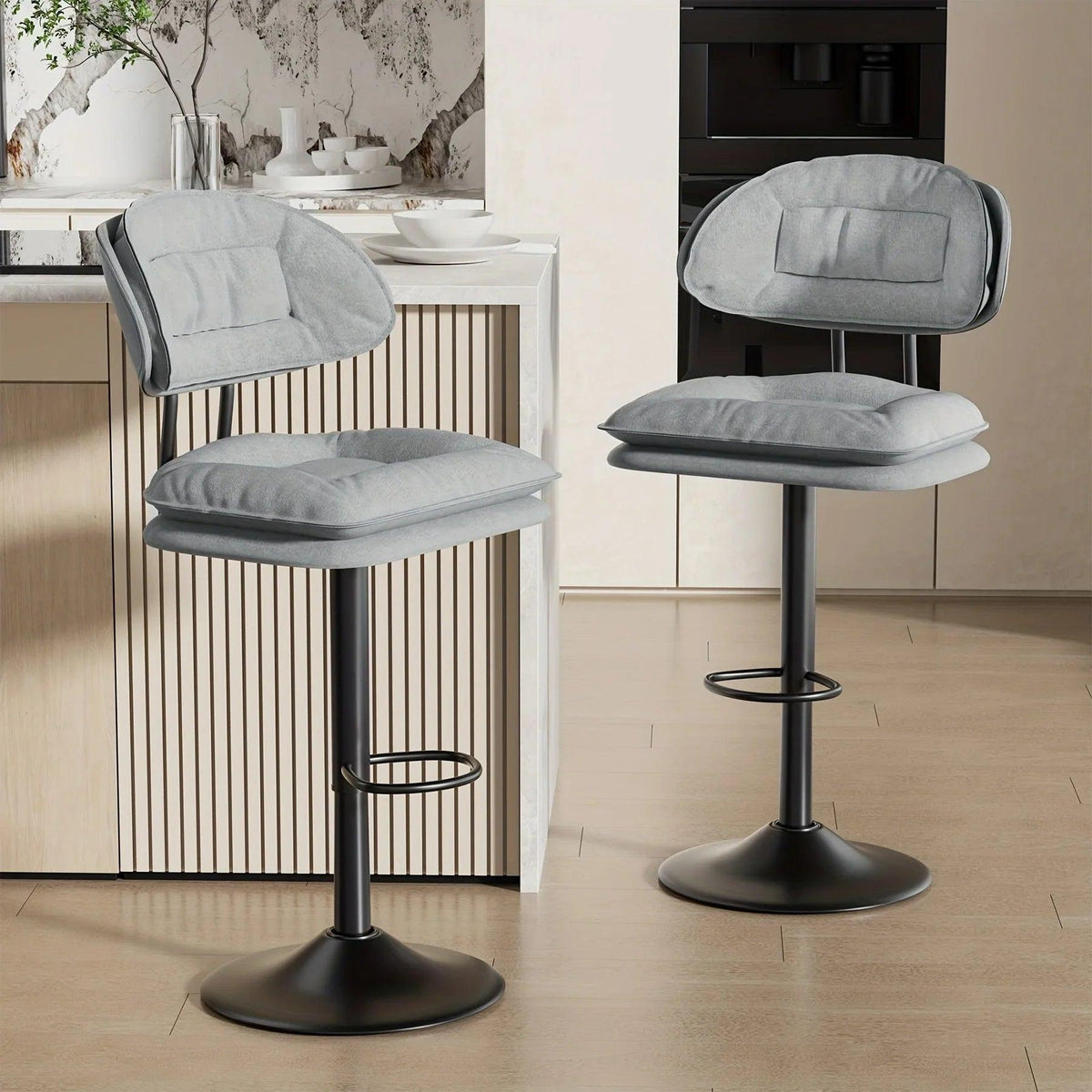 Bar Stools - Adjustable Modern Leather Set