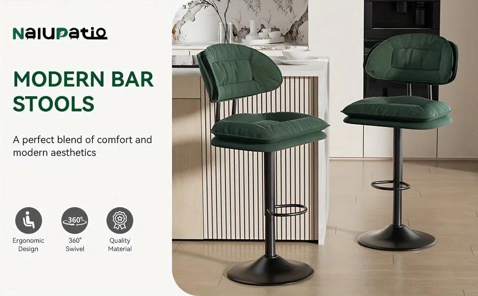 Bar Stools - Adjustable Modern Leather Set