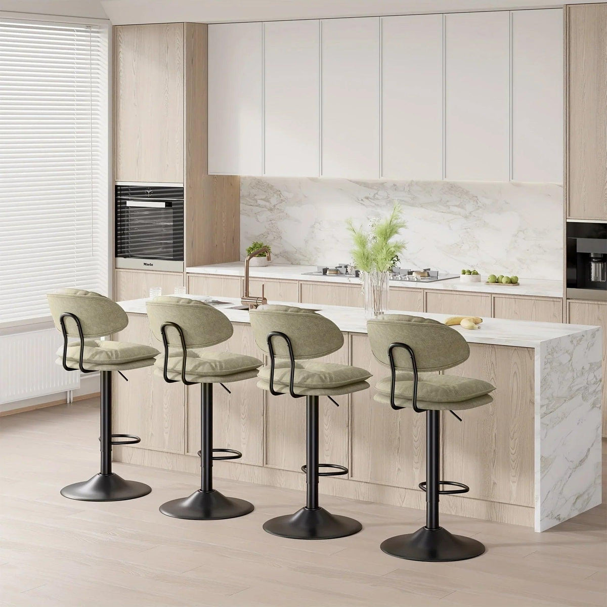 Bar Stools - Adjustable Modern Leather Set