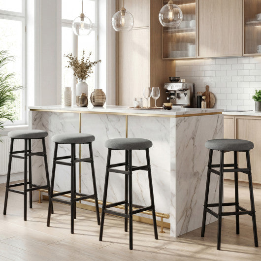 Bar Stools Set of 2 with Sturdy Metal Frame and Footrest-Gray