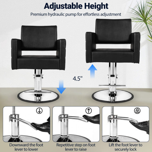 Barber Salon Chair Beauty Styling Chair with Hydraulic Pump and Adjustable Height 360°Swivel Spa Chair-Black