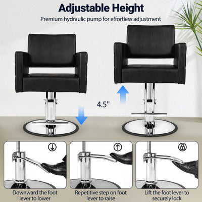 Barber Salon Chair Beauty Styling Chair with Hydraulic Pump and Adjustable Height 360°Swivel Spa Chair-Black