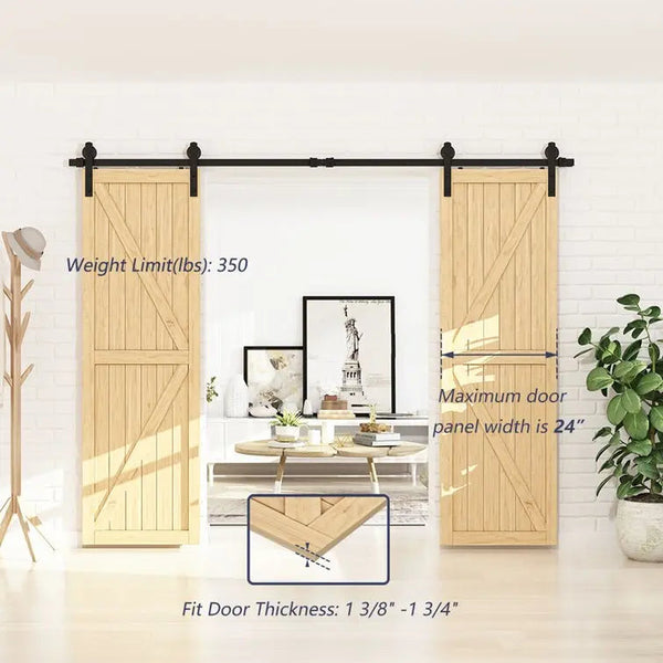 Barn Door Track Kit for Double Door (No Door)