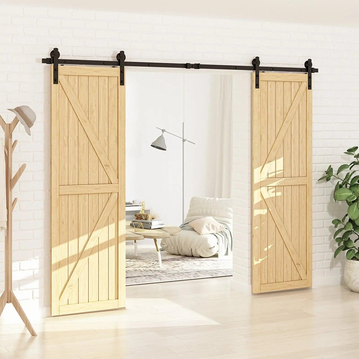 Barn Door Track Kit for Double Door (No Door)