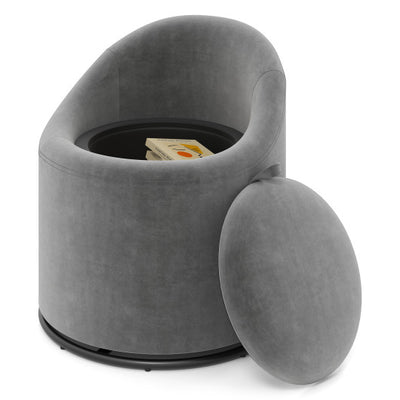 Barrel Chair with Storage 360° Swivel Upholstered Vanity Chair-Gray