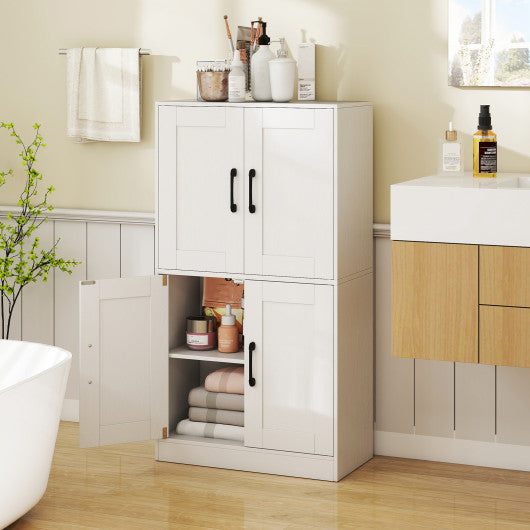Bathroom Cabinet 43.5 inch Storage Cabinet with Doors and Adjustable Shelves-White
