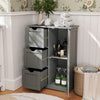 Bathroom Floor Cabinet Side Storage Cabinet with 3 Drawers and 1 Cupboard-Gray