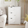 Bathroom Floor Cabinet Side Storage Cabinet with 3 Drawers and 1 Cupboard-White