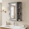 Bathroom Single Door Shelves Wall Mount Cabinet with Mirror-Gray