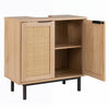 Bathroom Vanity Cabinet with U-Shaped Cut-Out 2 Rattan Doors and Shelf-Natural