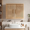 Bathroom Wall Cabinet with 2 Slatted Doors and 3-Level Adjustable Shelves-Natural