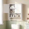 Bathroom Wall Cabinet with Towel Bar and Open Shelf and Adjustable Shelf-White