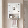 Bathroom Wall Cabinet with 2 Barn Doors and Towel Bar and 3-Tier Wooden Storage-White