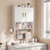 Bathroom Wall Cabinet Wall Mounted Medicine Cabinet with Towel Bars-White