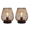 Set of 2 Metal Cage LED Battery Powered Lamp