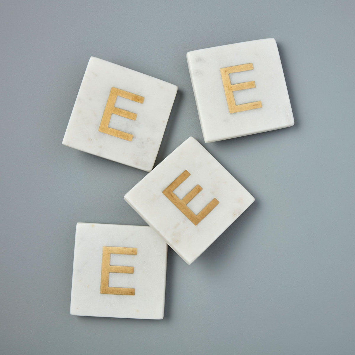 Verona Marble Monogram Coasters Set of 4 - Letter E