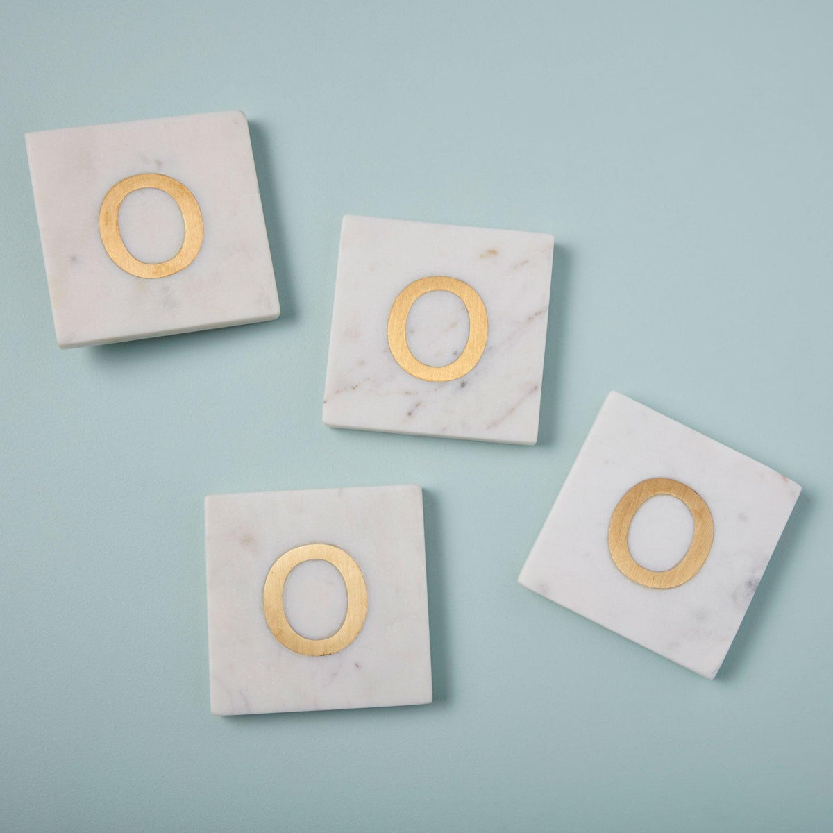 Verona Marble Monogram Coasters Set of 4 - Letter O