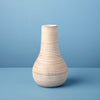 White Striped Kiln Mango Wood Bulb Vase