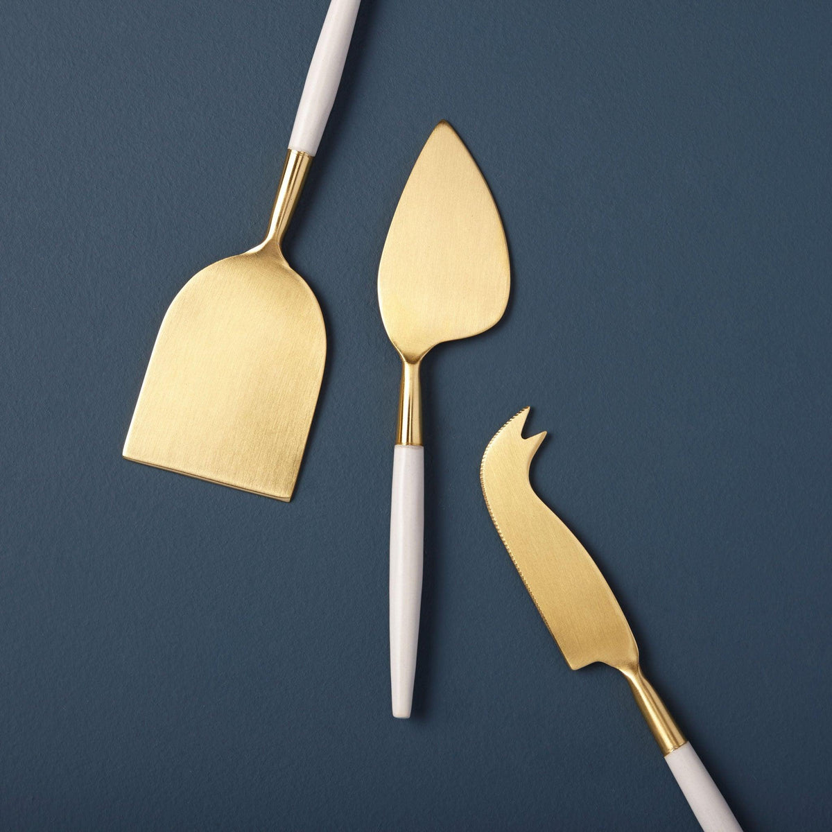 White & Gold Cheese Knife Set of 3