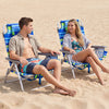 Beach Chairs Set of 2 Portable Folding Backpack Recliners with 5-Position Backrest and Padded Headrest-Blue and Green