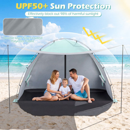 Beach Tent Sun Shelter with Canopy Easy Setup UPF50+ Sun Protection-Green