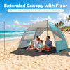 Beach Tent Sun Shelter with Canopy with Extended Floor and Vent Windows-Blue