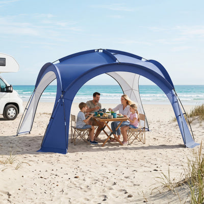 Beach Tent for 12-15 People Easy Setup Dome Canopy Tent with 4 Removable Zippered Sidewalls-Blue