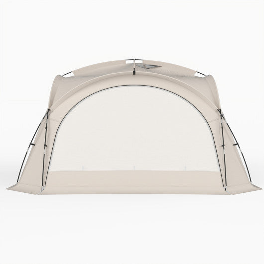 Beach Tent for 12-15 People Easy Setup Dome Canopy Tent with 4 Removable Zippered Sidewalls-Brown