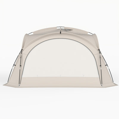 Beach Tent for 12-15 People Easy Setup Dome Canopy Tent with 4 Removable Zippered Sidewalls-Brown