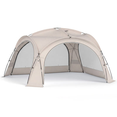 Beach Tent for 12-15 People Easy Setup Dome Canopy Tent with 4 Removable Zippered Sidewalls-Brown