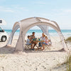 Beach Tent for 12-15 People Easy Setup Dome Canopy Tent with 4 Removable Zippered Sidewalls-Brown