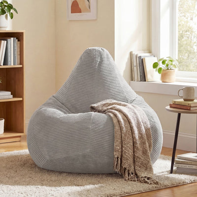 Bean Bag Chair for Adults Accent Lazy Sofa with Skin-friendly Corduroy Cover and Soft Sponge Filling-Gray