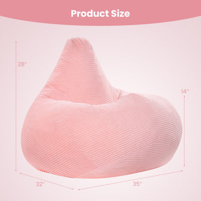 Bean Bag Chair for Adults Accent Lazy Sofa with Skin-friendly Corduroy Cover and Soft Sponge Filling-Pink