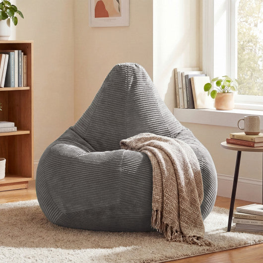 Bean Bag Chair for Adults Accent Lazy Sofa with Skin-friendly Corduroy Cover and Soft Sponge Filling-Dark Gray