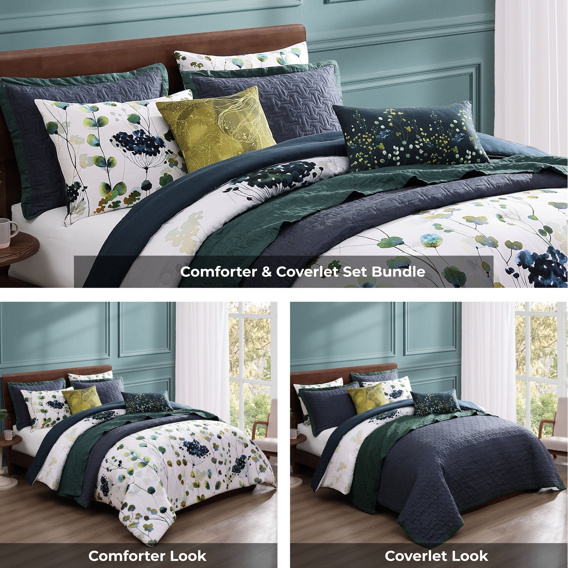 Bebejan Abstract Vines 8 Piece Reversible Comforter & Coverlet Set