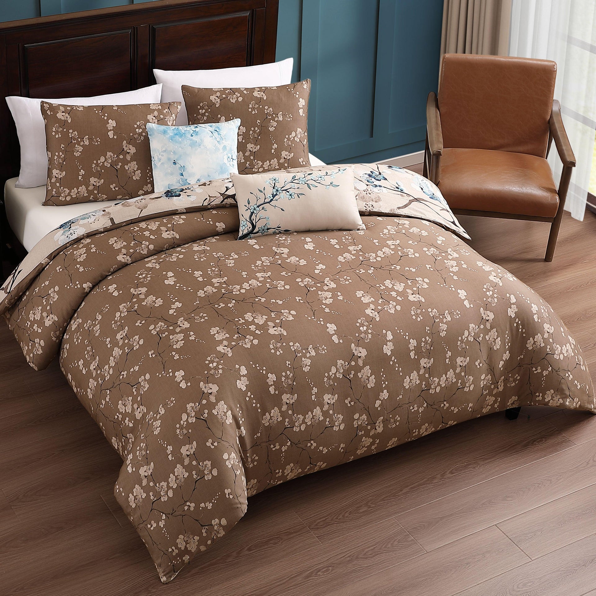 Bebejan Blue Blossom 5 Piece Reversible Comforter Set