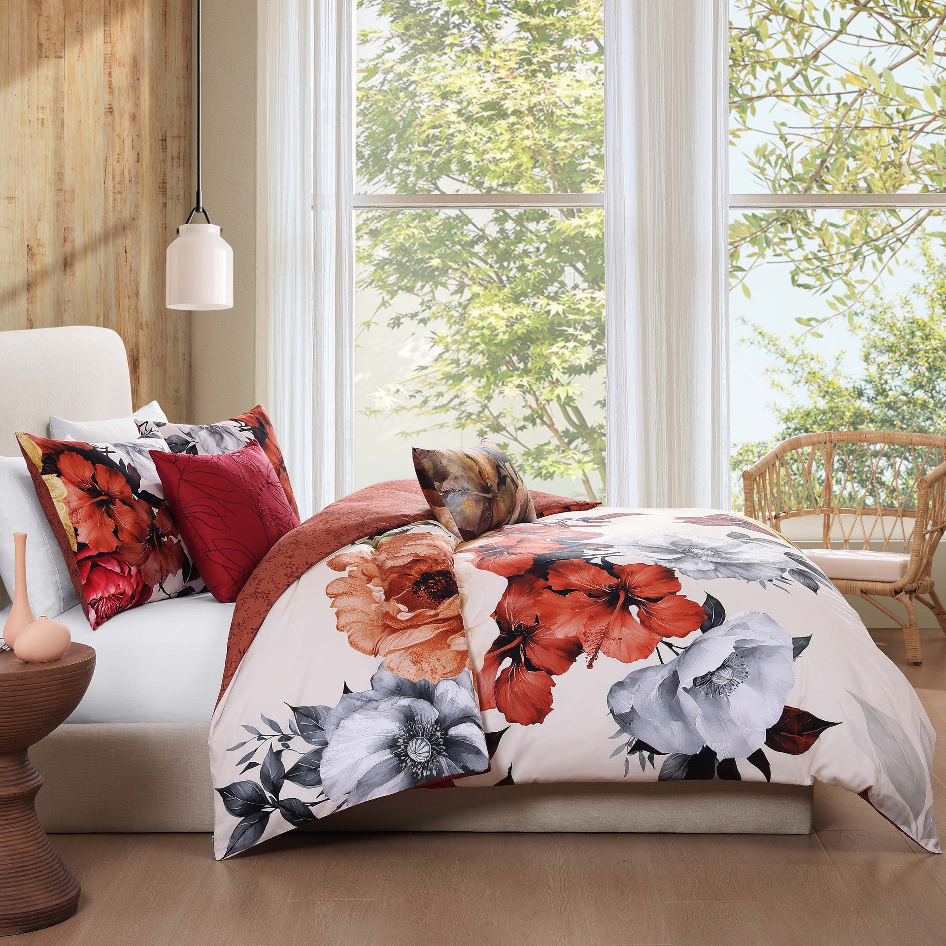 Bebejan Carnelian Flora 5 Piece Reversible Comforter Set