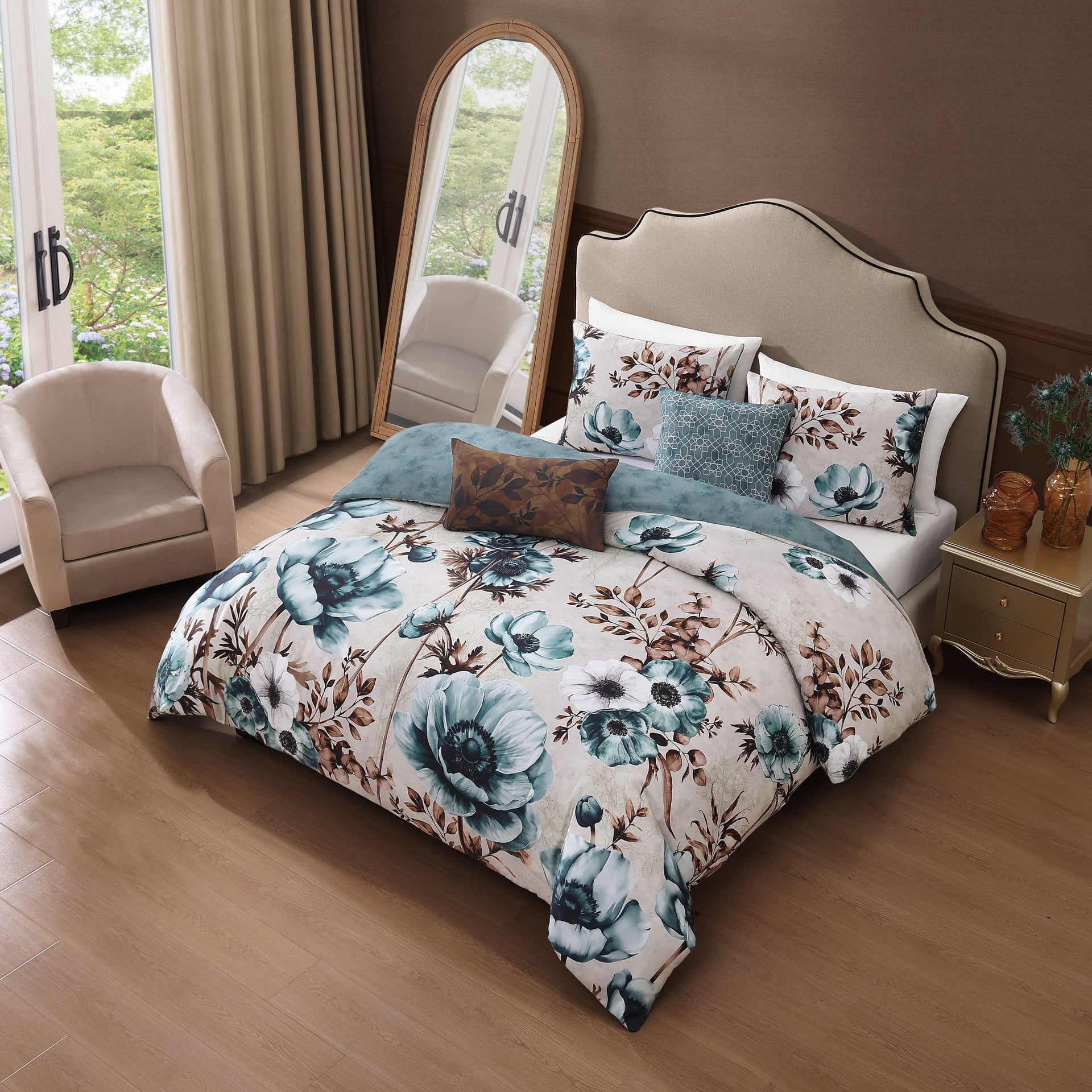 Bebejan Flowers in the Mist 5 Piece Reversible Comforter Set
