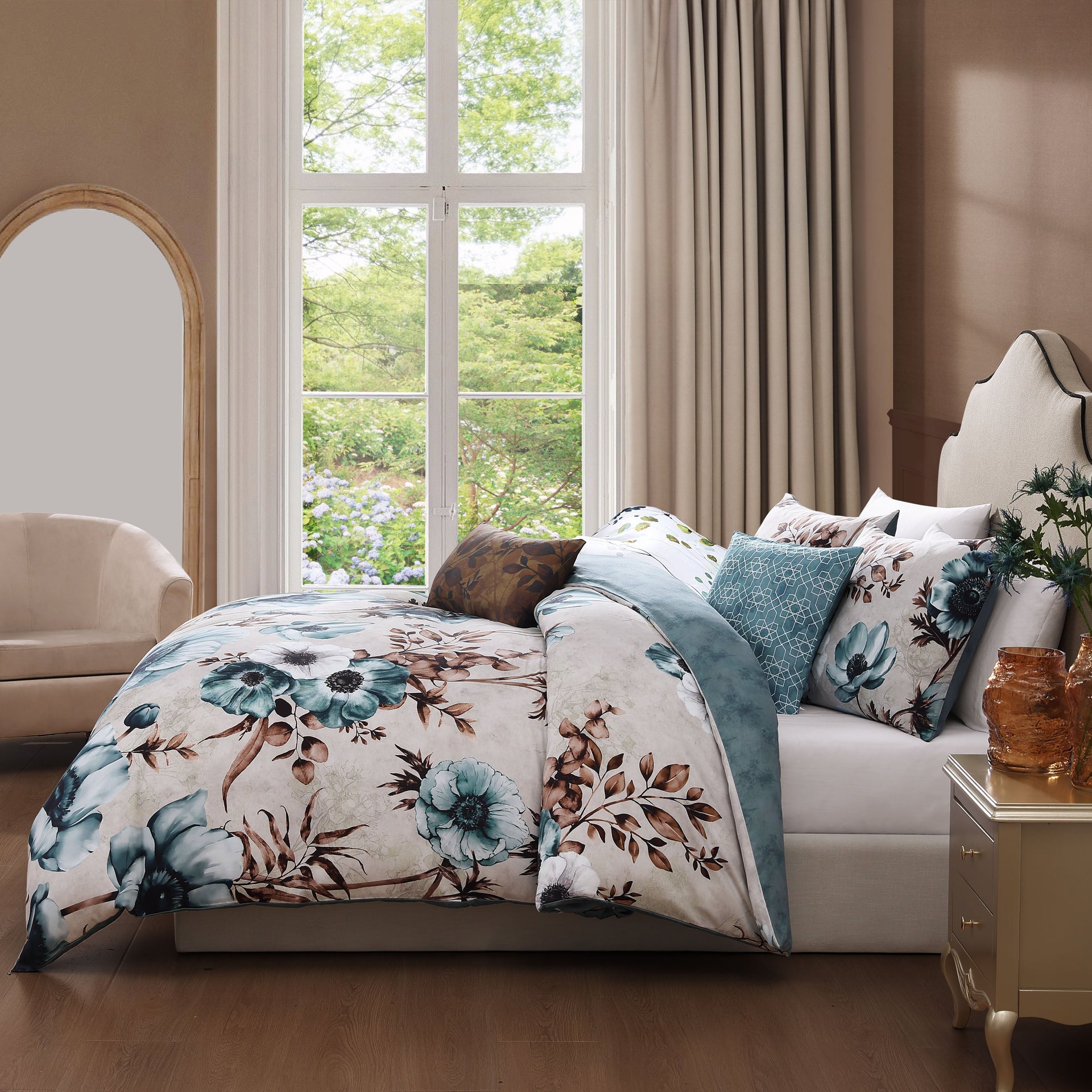 Bebejan Flowers in the Mist 5 Piece Reversible Comforter Set