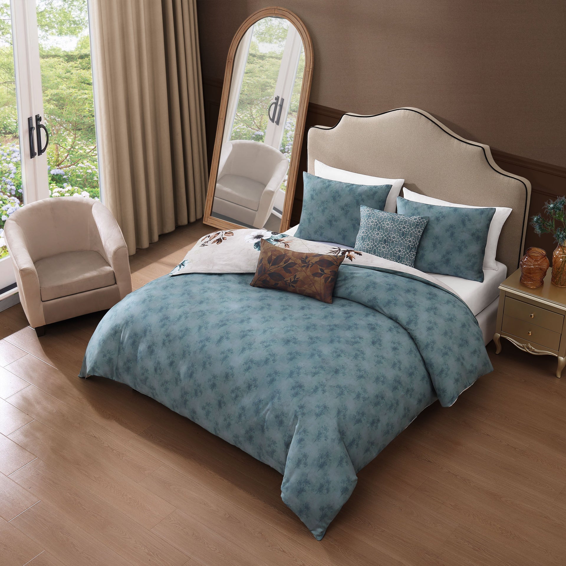 Bebejan Flowers in the Mist 5 Piece Reversible Comforter Set