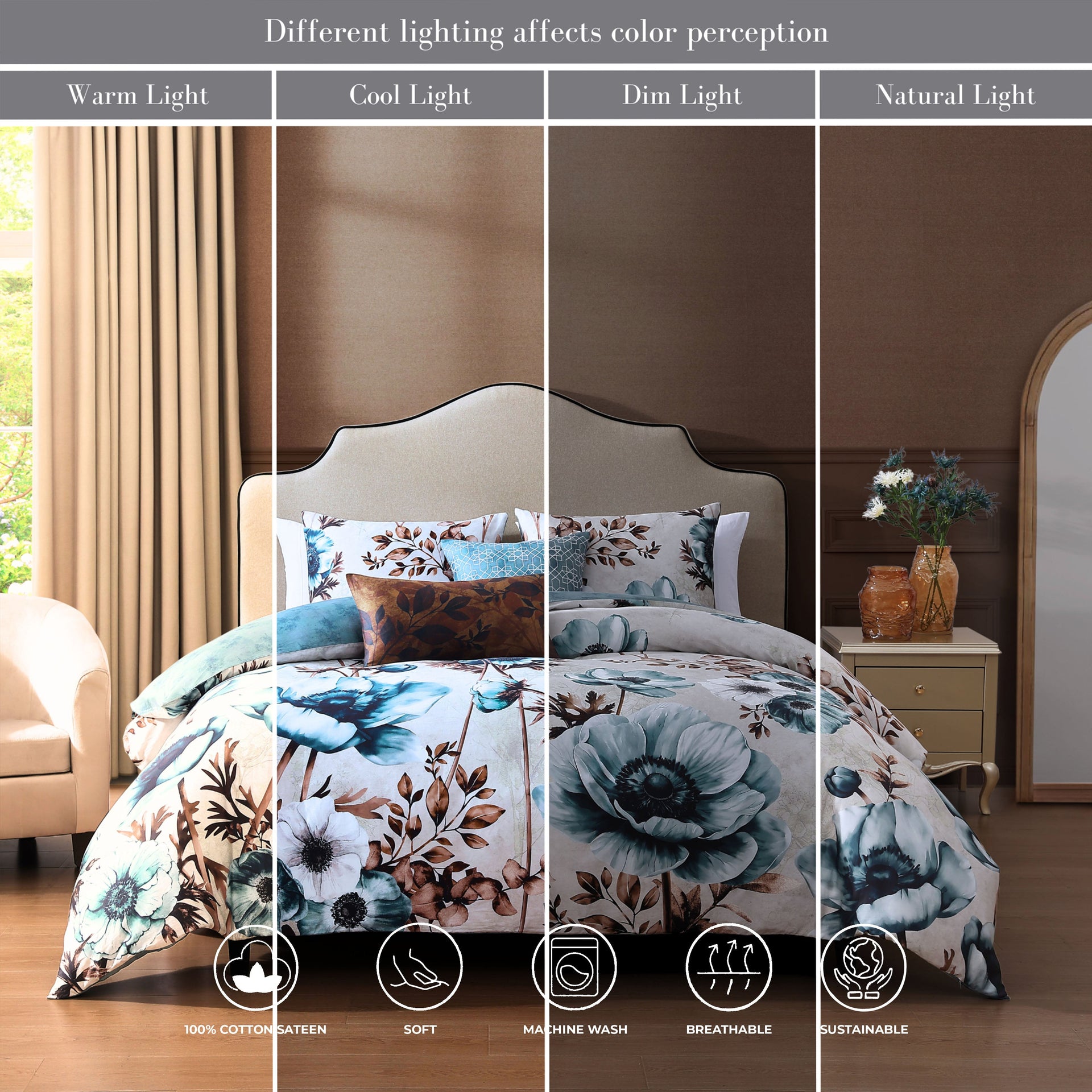 Bebejan Flowers in the Mist 5 Piece Reversible Comforter Set