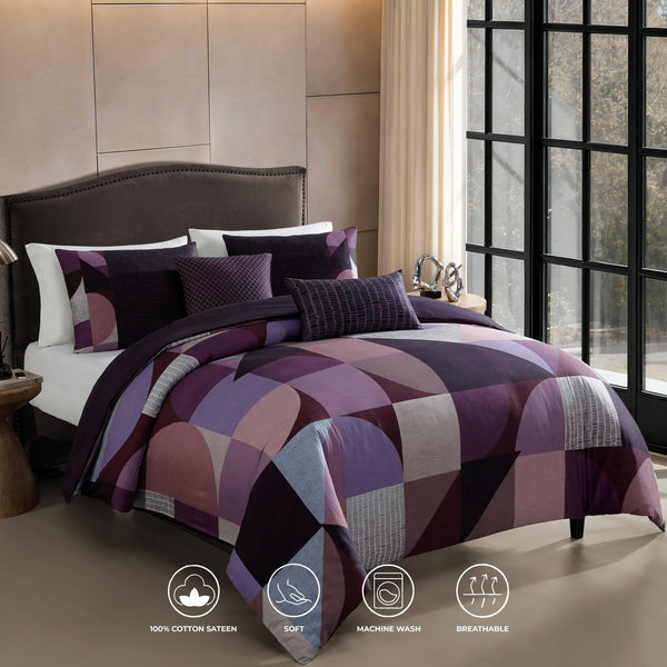 Bebejan Orchid Matrix 5 Piece Reversible Comforter Set