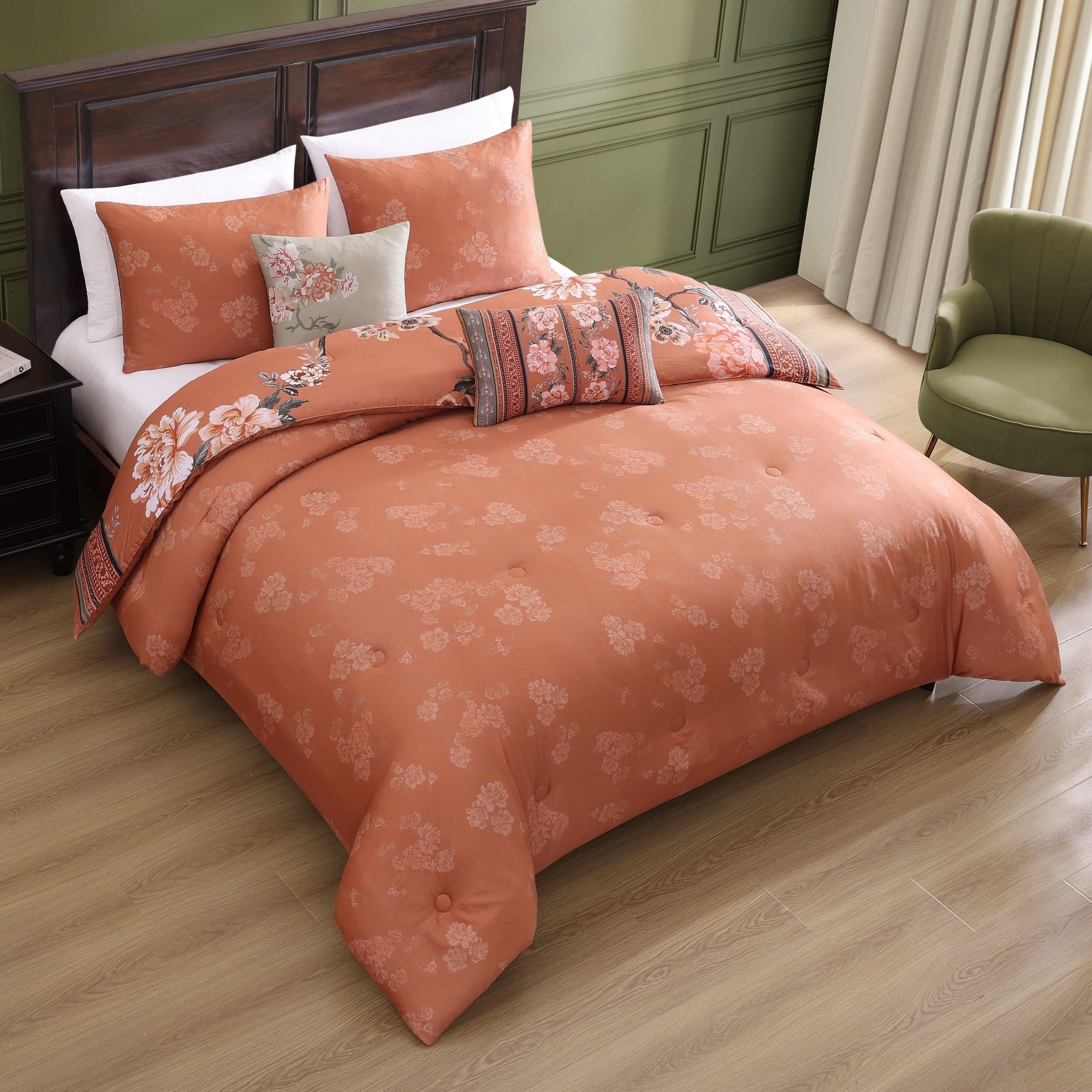Bebejan Rossana 5 Piece Reversible Comforter Set in QUEEN - Final Sale