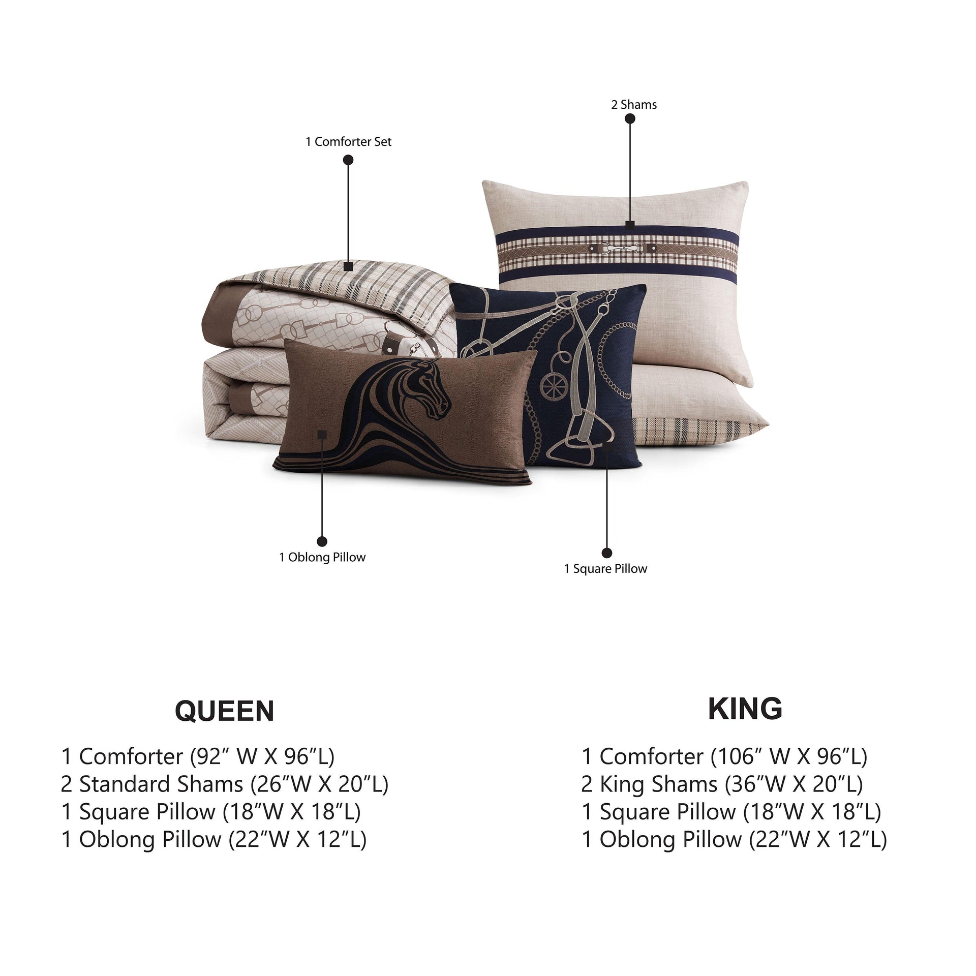 Bebejan Equestrian 5 Piece Reversible Comforter Set