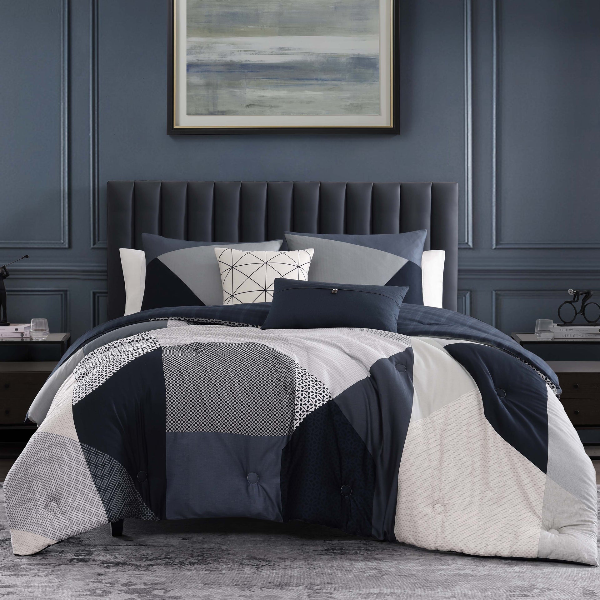 Bebejan Geo Fusion 200 Thread Count 100% Cotton Sateen 5 Piece Reversible Comforter Set