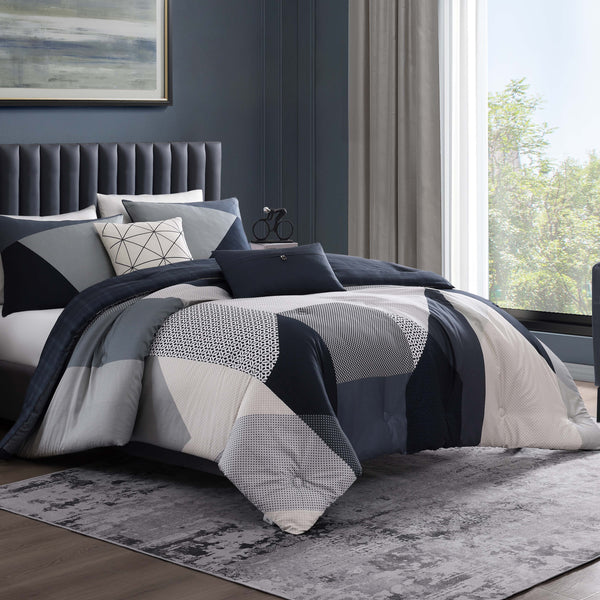Bebejan Geo Fusion 200 Thread Count 100% Cotton Sateen 5 Piece Reversible Comforter Set