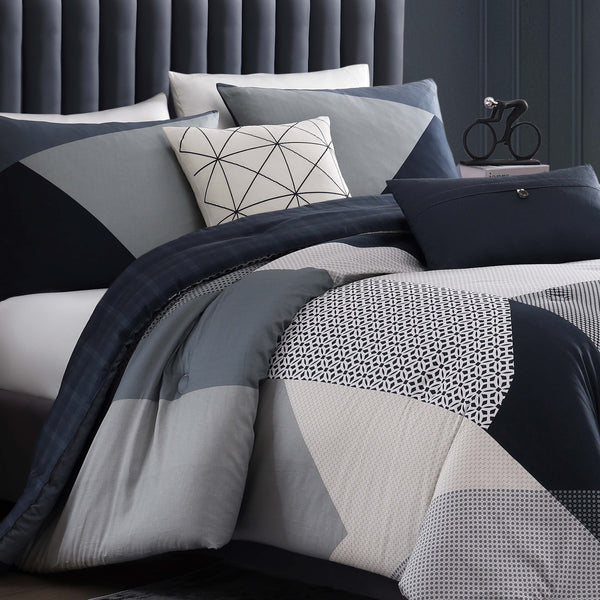 Bebejan Geo Fusion 200 Thread Count 100% Cotton Sateen 5 Piece Reversible Comforter Set