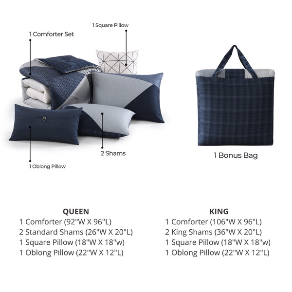 Bebejan Geo Fusion 200 Thread Count 100% Cotton Sateen 5 Piece Reversible Comforter Set