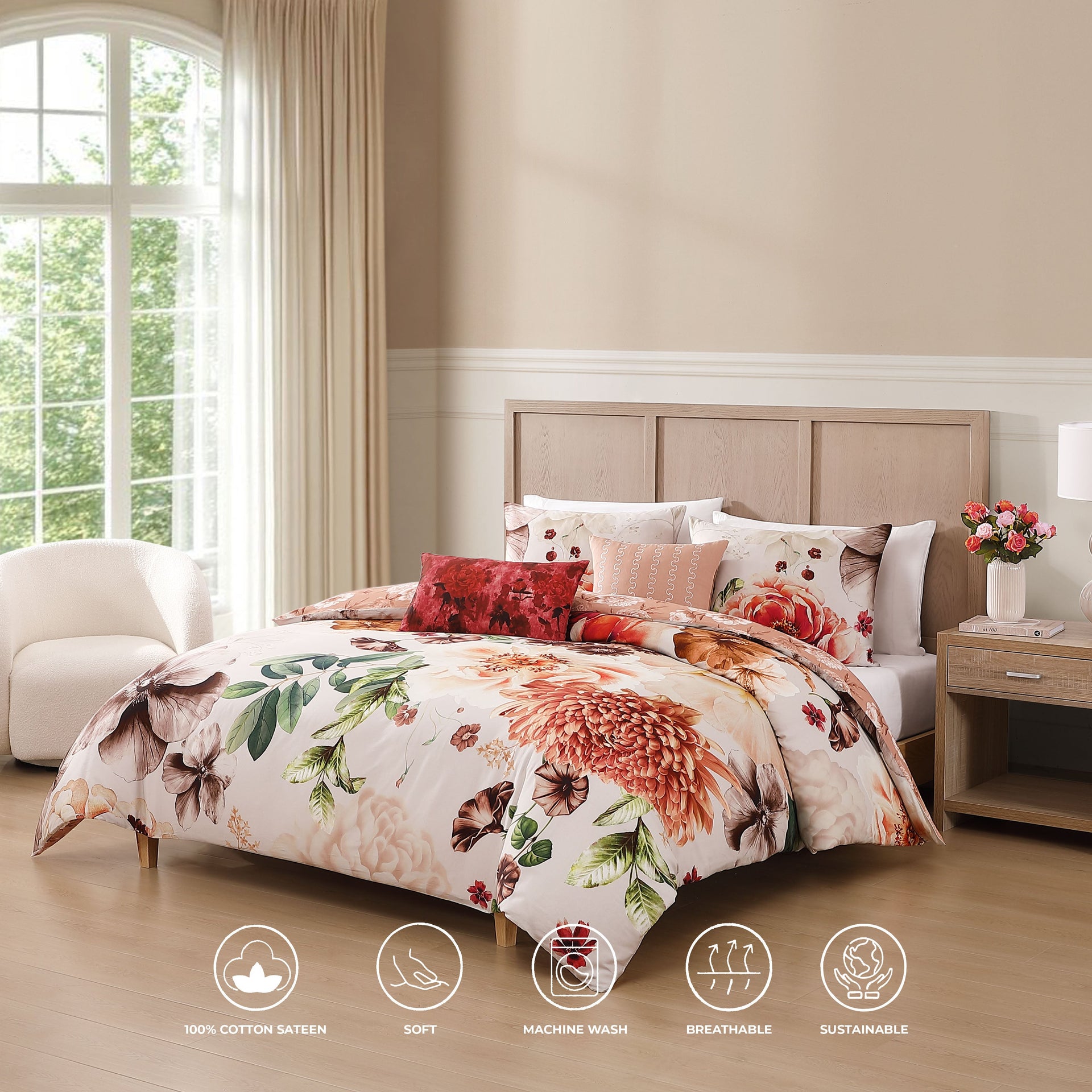 Bebejan Hazy Blossom 5 Piece Reversible Comforter Set